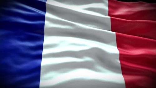 French Flag Waving Realistic Fabric Animation