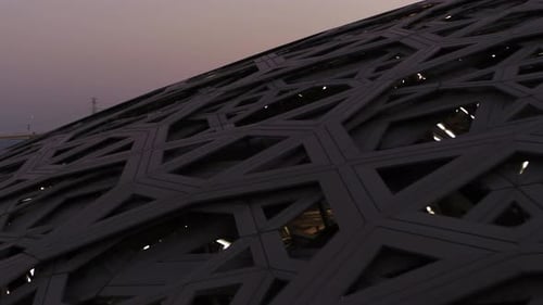 Aerial view of the Louvre, an art museum in Abu Dhabi.