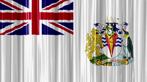 Waving British Antarctic Territory Flag with Coat of Arms