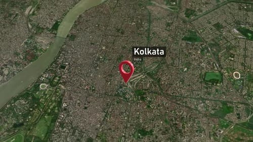 Kolkata City Map Zoom (India) from Space to Earth