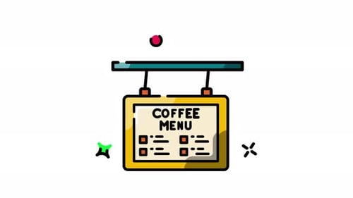 Animated Coffee Menu Signboard Loop Illustration