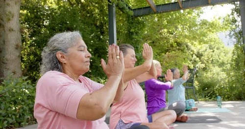 Adults Practicing Yoga Outdoors in the Daytime