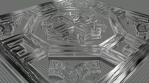 Metallic Geometric Grid Structure Unfolding Abstract Digital Pattern Animation