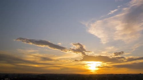 City Sunset With Vibrant Orange Sky Time Lapse