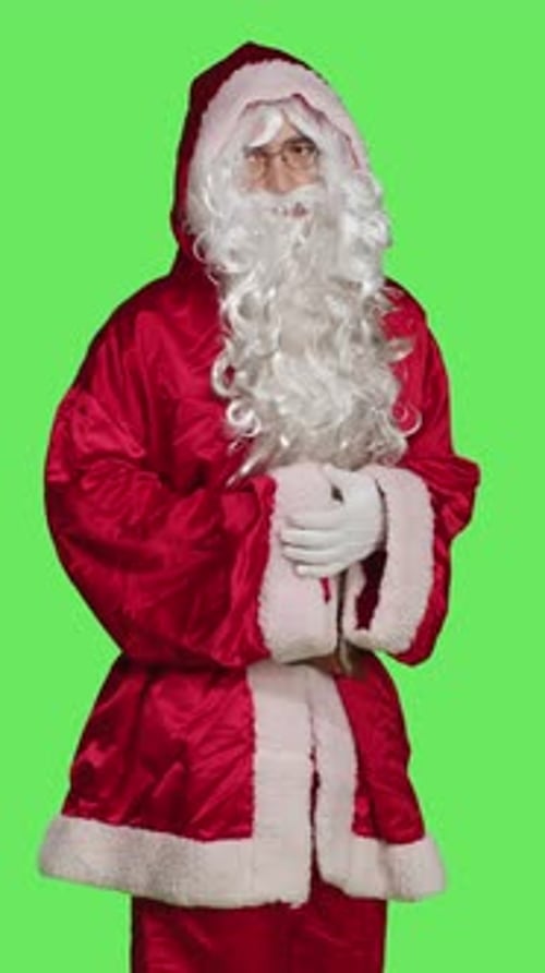 Vertical Video Side View of Man Portraying Santa Claus