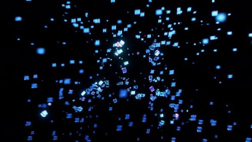 Futuristic AI Text Reveal with Glowing Blue Cubes