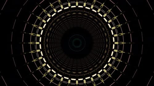 Animação em tubo. Túnel brilhante de néon