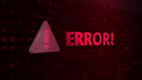 Glitch Error Text Reveal with Digital Binary Code Background