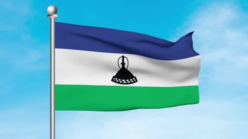 Smoothly Waving Lesotho National Flag Animation