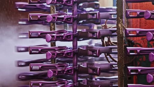 Pot Handle Production in Metal Factory Close-up Industrial Manufacturing