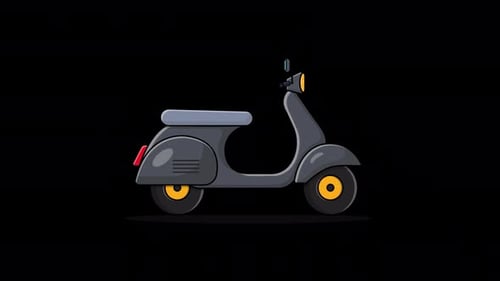Flat Design Scooter Moving Right Animation