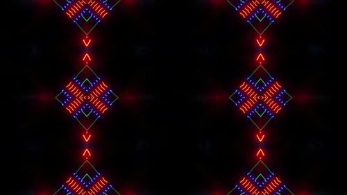 Vibrant neon kaleidoscope loop, pulsating energy, modern backdrop