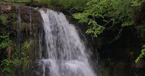 wide shot of the top of the upper falls at East gill force, waterfall at keld, Swaledale