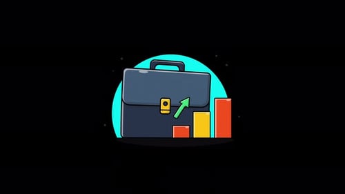 Office Bag with Graph. Business Growth Concept Animation Video - Transparent