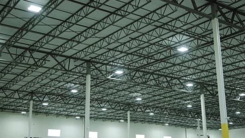 Wide View of Inside Large Commercial Warehouse Element of Ceiling