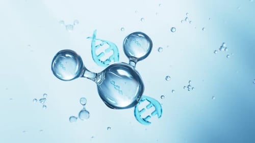 Animated Science Molecule with DNA Structure and Bubbles