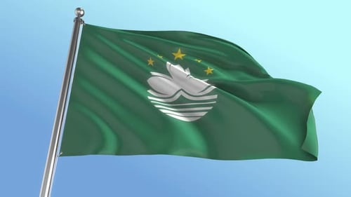 Macau Flag Waving with Realistic Fabric Simulation