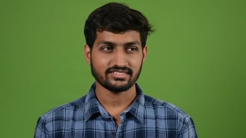 A man thinking about something in green screen