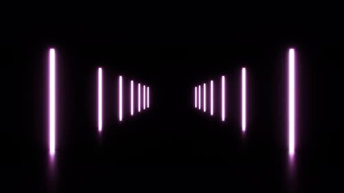 Fundo de néon. Bastões coloridos brilhantes avançando através de um túnel abstrato