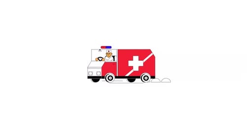 Flat Design Ambulance Driving Animation