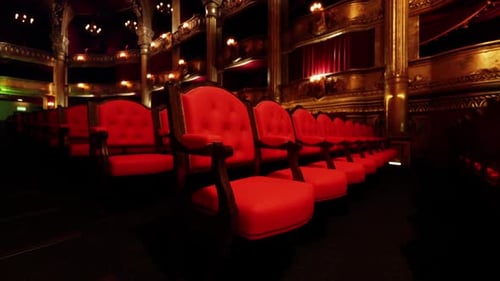 Grand Theater Interior with Empty Red Velvet Seats