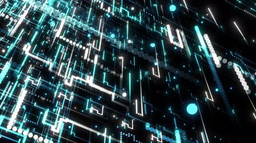 Futuristic Digital Grid Network Data Flow Animation