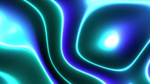 Neon Cyan With Blue Waves Lava Animation Vj Loop Background