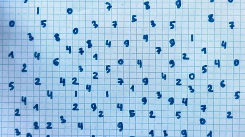 Hand Drawing Abstract Pattern of Numbers on Grid