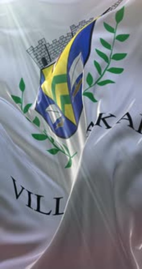 Realistic Waving Dakar City Flag with Emblem