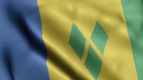 Waving Flag of Saint Vincent and the Grenadines