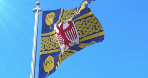 Waving Flag with Royal Eagle and Celtic Knot Design