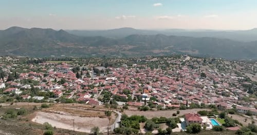 Aerial View of Lefkara Cyprus Cityscape