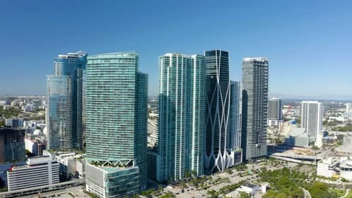 Miami skyline panorama. Aerial view of downtown.
