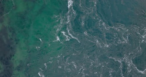 Aerial View Of The Phenomenal Swirling Ocean Waves In Northern Norway.