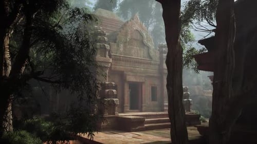 Ancient Mayan Temple Surrounded By Forest