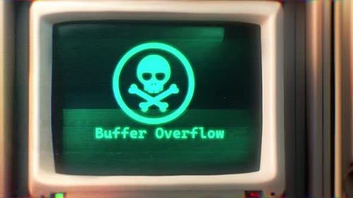 Pufferüberlauf auf dem Computerbildschirm und Hacking-Hintergrund