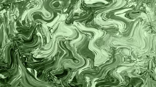 Abstract Green Liquid Flowing Paint Swirl Background