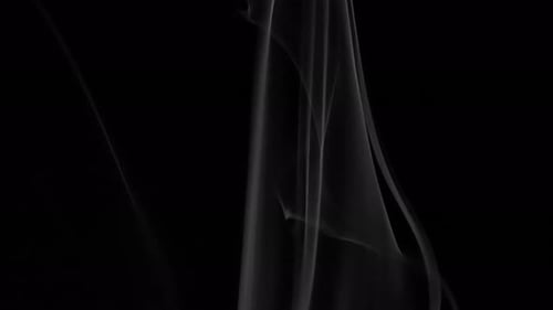 Wispy White Smoke Rising on Black Background