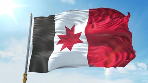 Red Star Flag Waving in Blue Sky Animation