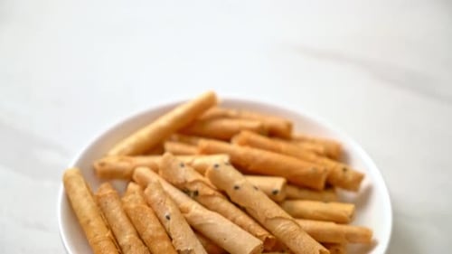 crispy coconut roll - a type of rolled wafer, a traditional dessert in Thailand