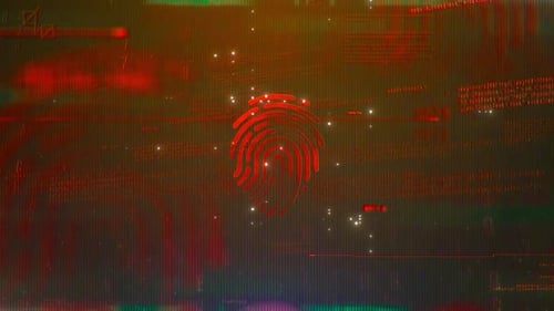 Digital Fingerprint Scan Reveal with Glitch Effect Animation