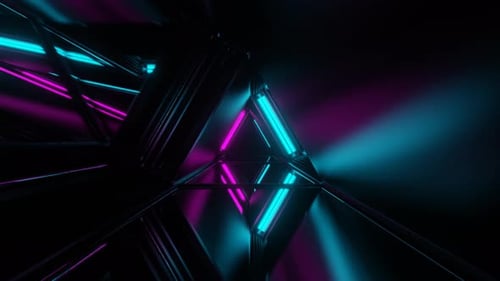 Cyan And Pink Strobe Mirror Triangular Tunnel Background Vj Loop In 4K