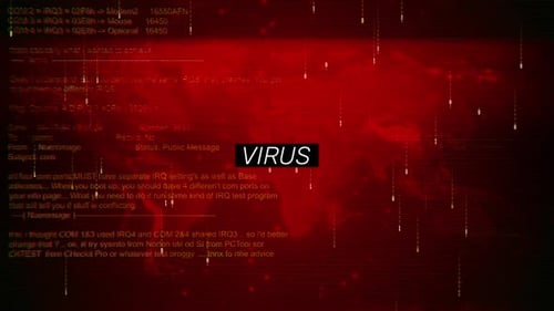 Virus Text On Hacking Background Screen