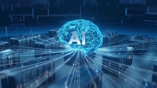 Artificial Intelligence Brain Network Connecting Data Servers