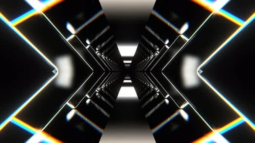 White Sci Fi Neon Corridor With Rhombus Background Vj Loop I 4K