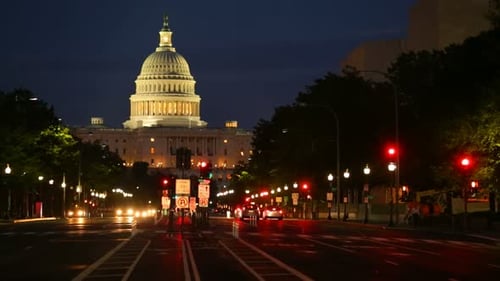 Of United States Capitol Building Night View From From Pennsylvania