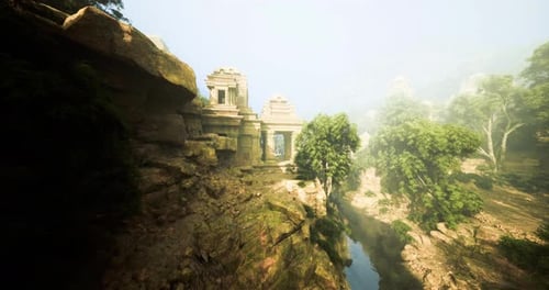 Anciennes structures en pierre photogéniques surplombant le bassin de Misty River au soleil