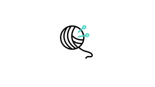 Animated Minimalist Yarn Ball and Knitting Needles Icon