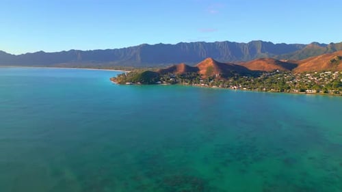 Ilhas da Cidade de Oahu no Pacífico Central, Condado de Honolulu, Havaí, Estados Unidos. Foto aérea