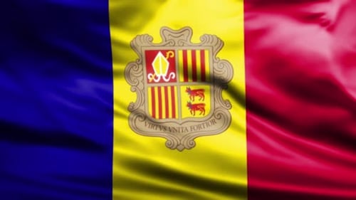 Waving Flag of Andorra with Realistic Fabric Effect